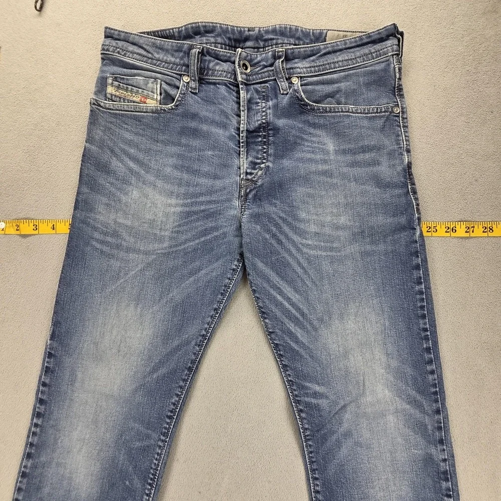 Diesel Jeans Mens 32x34 Blue Buster Regular Slim Tapered Stretch Honeycomb 0853R